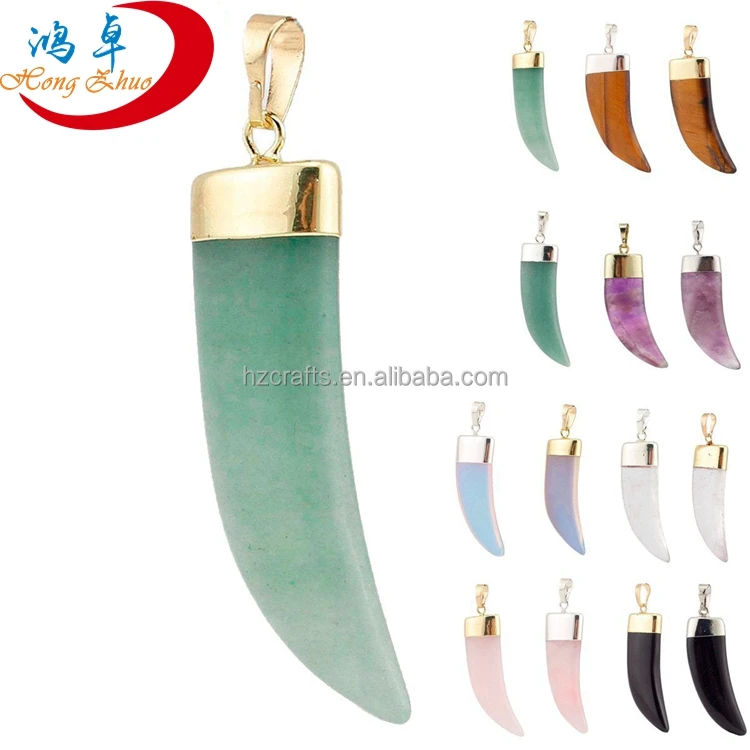 

Crystal pointTusk Spike Pencil Point Pendant Horn Shaped Tooth Gemstone Charm Pendant