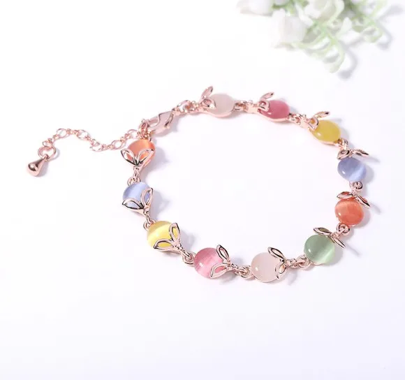 

2019 women fashion bracelet gold chain bracelet opal bracelet, As picture