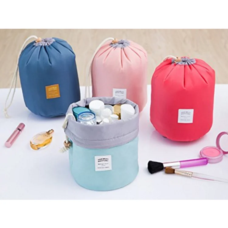 

Cosmetic Pouch Handbag Toiletry Bag Barrel Shaped Travel Cosmetic Bag Round Drawstring Makeup Organizer Storage Bag, Customized