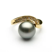 

Sterling silver gold plated Black pearl jewelry ring