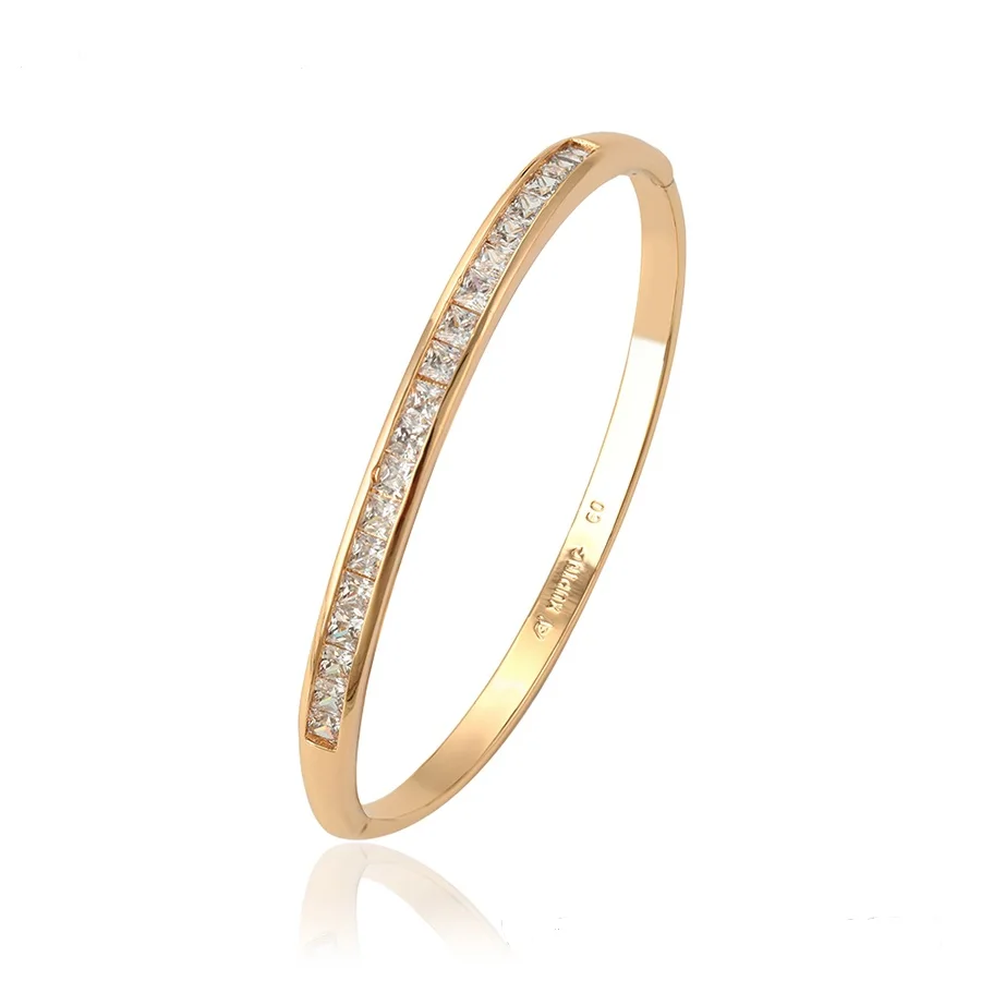 

51953 xuping superstar accessories jewelry colorful Synthetic CZ stone dainty gold bangle for women, White;color