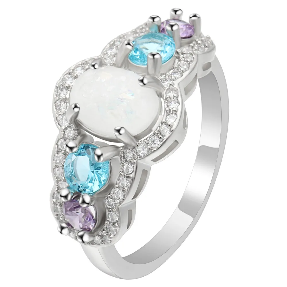 

Hainon Three color stone mix opal ring Fashion girl party engagement ring wholesale
