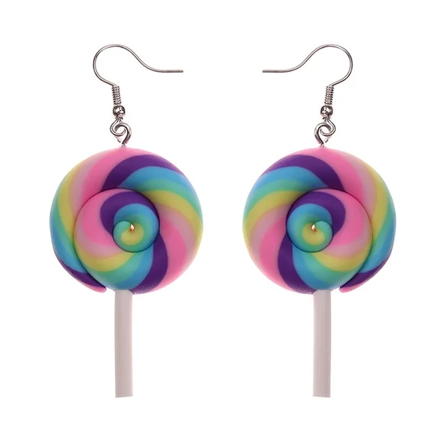 

Swirl Lollipop Earrings Dangle Earring Candy Costume Trendy Style Woman Girl Jewelry, Please check the color chart