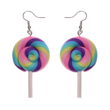 Rainbow Swirl Lollipop Earrings Dangle Earring Candy Costume