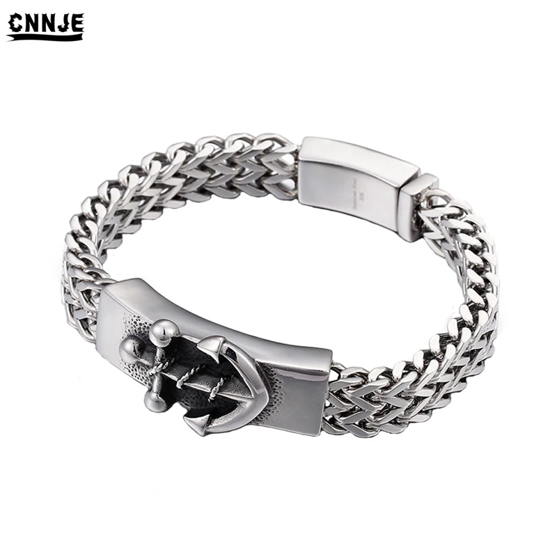 

Wholesale Jewelry Custom Men Bracelet With Charm Stainless Steel Anchor Accessories, Silver