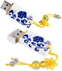 The promotional gift system white and blue porcelain U disk China style 8G 16G 32G