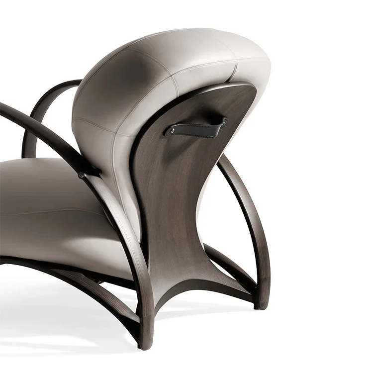 Armchair in ash wood and fabric or leather upholstery italy design chair