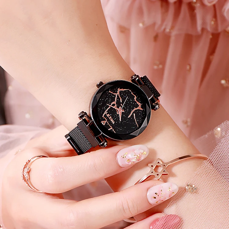 

ST 248 Magnet Buckle Starry Sky Women Clock 2019 Fashion Trends Quartz Wrist Watch Brand Watches For Women Stainless Steel Band