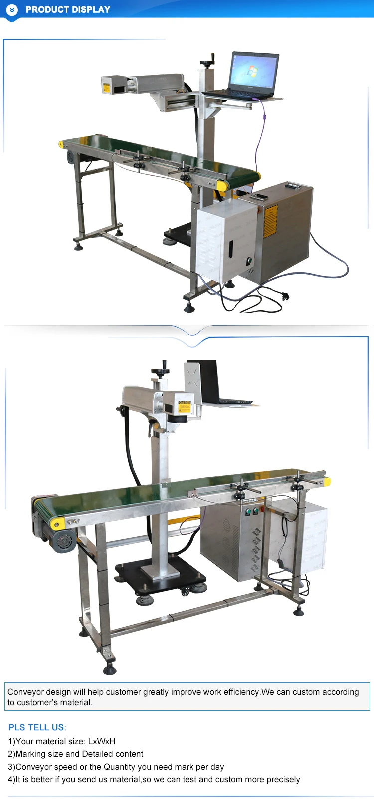 Flying fiber laser marking machine for pipepvc sheet