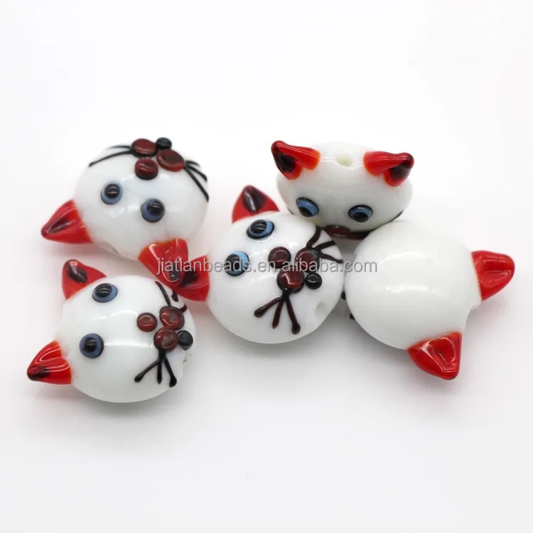 

15*17mm lampwork glass cat beads wholesale for jewelry making