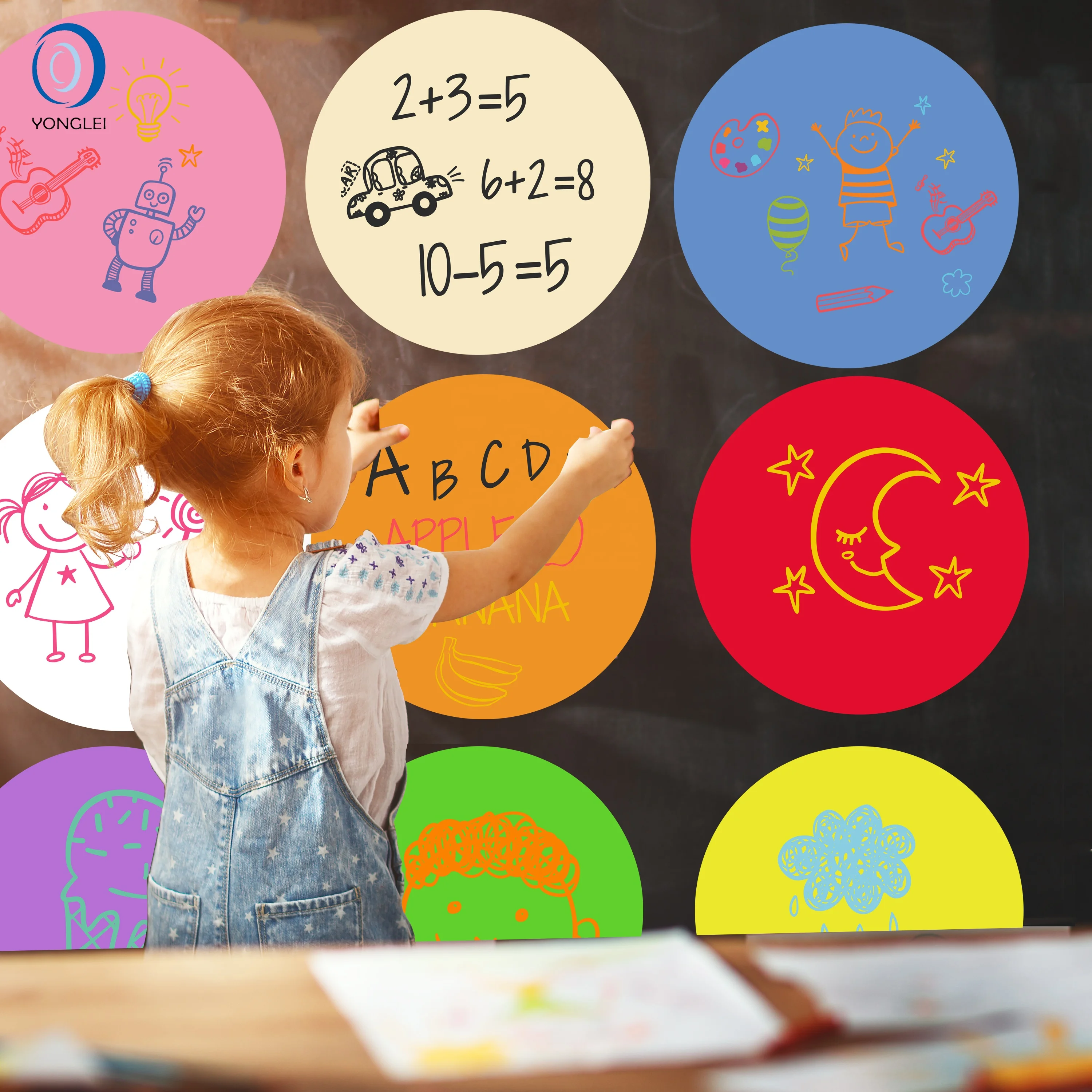
WSR-M2-1 Premium dry erase removable school wall stickers wall decor kids 