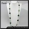 Pearl shell button bead long sweater necklace wholesale