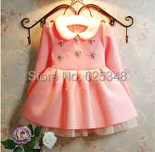 2015 Kids Dress Korean Pearl Diamond Baby Girls Dress 3-7Year Kids Clothes ,vestidos de menina