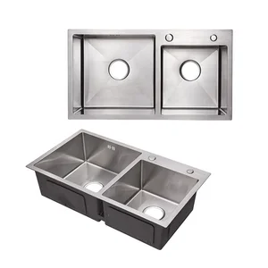 Restaurant Sinks Basin Used Portable Sink 16 Gauge Stainless Steel 201 Kitchen Sink With Drainboard For Outdoor 919