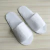 Cheap white terry eva cotton open toe hotel slippers Unisex
