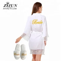 

Personalized Wedding Bridal Party Robe Women Kimono Bridesmaid Robes High Quality 100% Cotton Lace Trim Pajamas Bride Robes