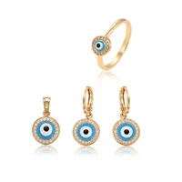 

S-20 xuping 18k Allah pendant earring Muslim oeil turc middle copper ring saudi gold plated blue eye jewelry set