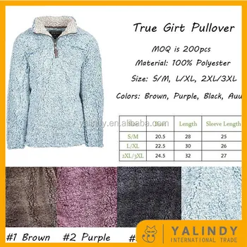 True Grit Frosty Tip Pullover Size Chart
