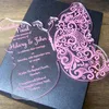 Classic luxury ceremony elements butterfly shape clear acrylic wedding invitation card decorations cards