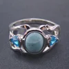 Fashion Jewelry 925 Silver Jewelry Natural Blue Larimar Ring