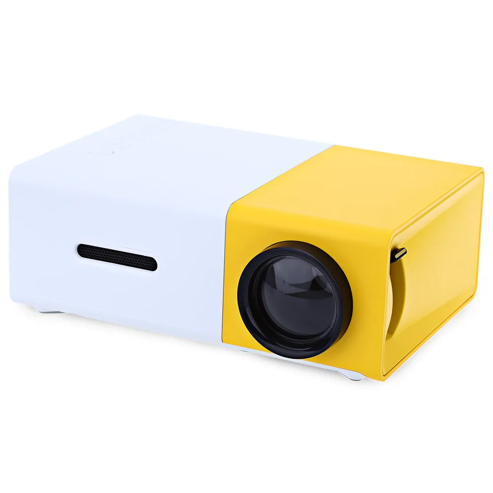 

Cheap Pocket Mini Projector YG300 1080P 320x240 Pixel 400-600 Lumens Lithium Battery, Yellow