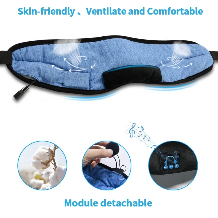 
2020 New Arrivals Amazon Wireless Smart Music Eye Blinder Breathable Custom Bluetooth Cotton 3D Sleeping Eye Mask With Headphone 