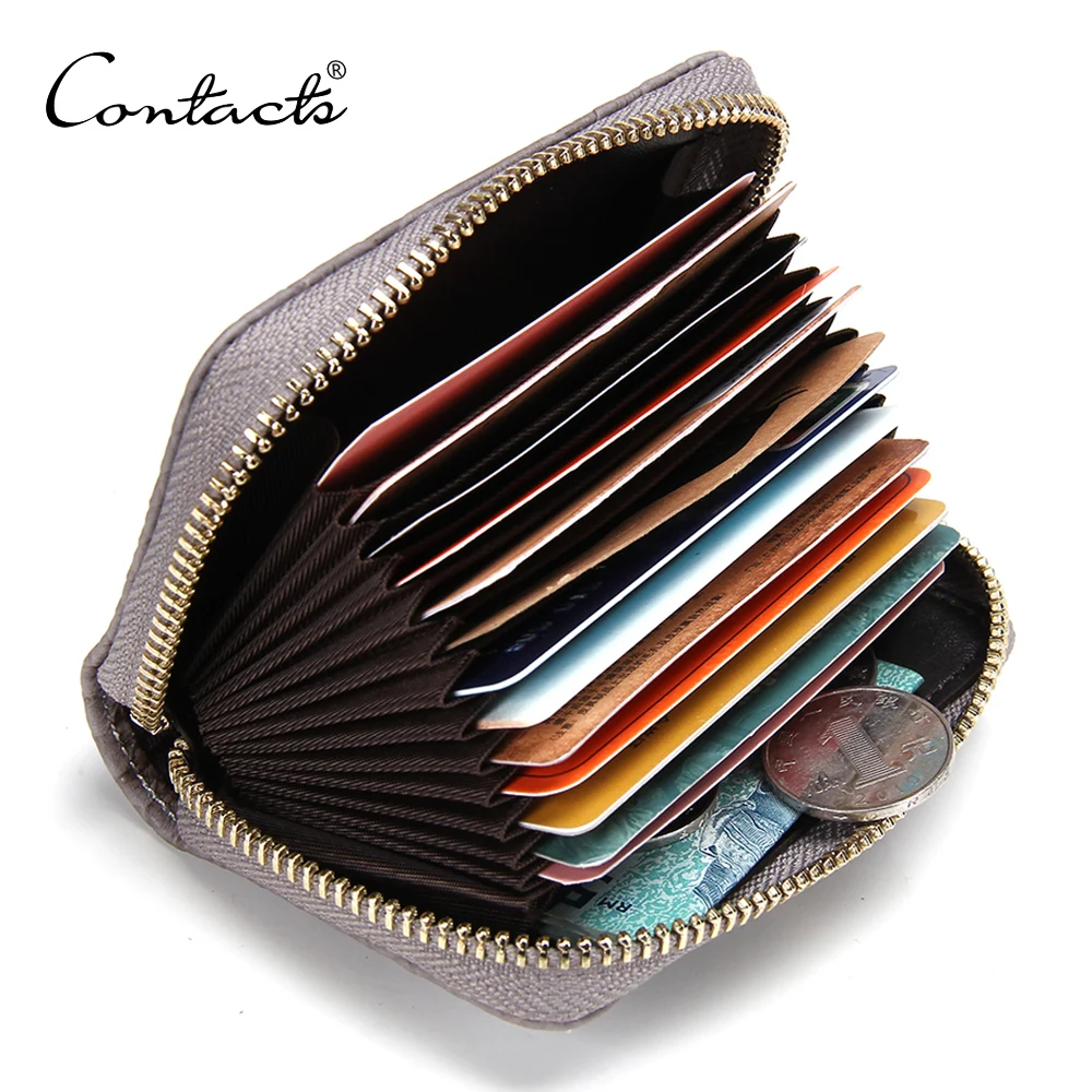 

High Capacity Genuine Leather Women Zip Card Holder Wallets, Customized