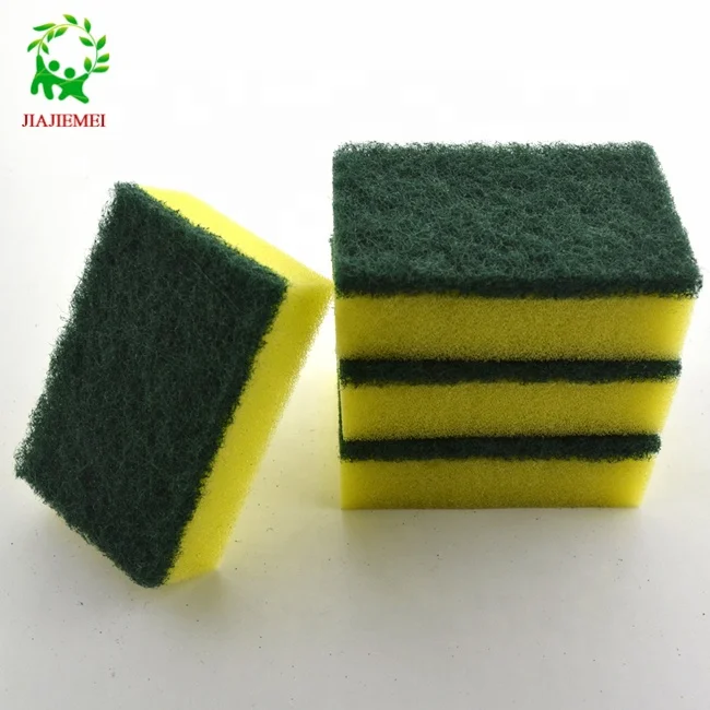 

100% manufacturer Best-Selling dish scouring pad sponge kitchen scouring pad soft durable sponge scouring pad, Green+yellow or any you require