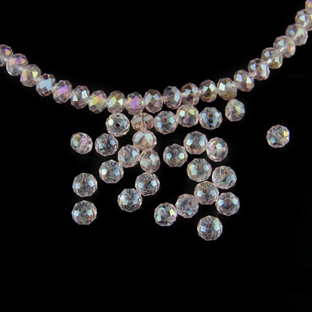 

Wholesale Quality Products Magic Pink Ab Rondelle Crystal Flat Beads