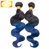 Wholesale Ombre Blue Human Hair Extensions Body Wave Raw Indian Temple Hair Weave