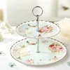 elegant flower gold rim 2 tie cake stand dinnerware set disposable tableware