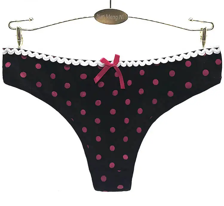 Yun Meng Ni Sexy Underwear Round Dot Printed T Back Soft Cotton Thongs