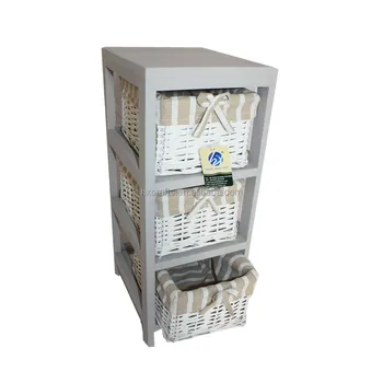 Slim Corner 3 Wicker Basket Storage Cabinet In Grey Buy Small