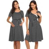 

P287 Wholesale 2019 summer stripe casual sleeveless pregnant women dress new style maternity dress