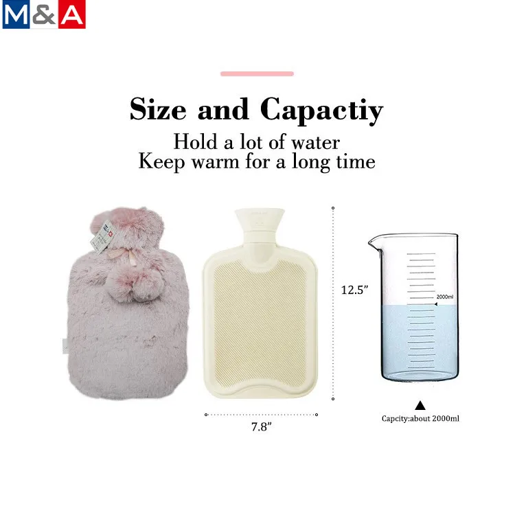 
Popular new producing luxury faux fur plush hot water bottle and cover 
