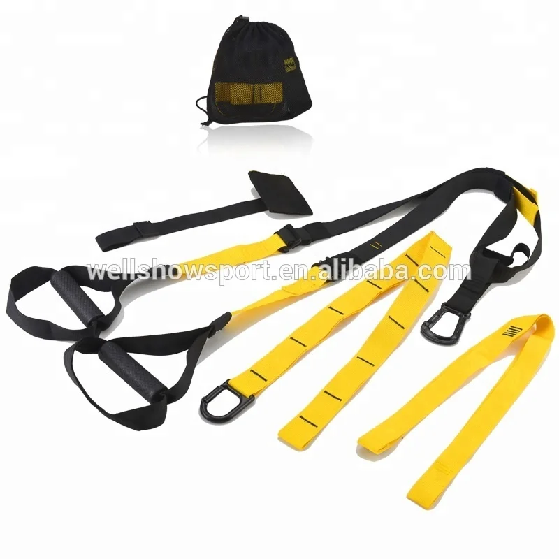 

Wellshow Sport Suspension Trainer Kit Complete Full Body Workouts for Gym, Black;yellow;orange