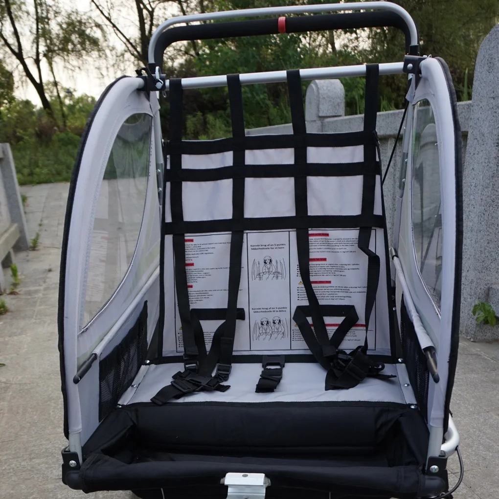 
China factory direct sale green bike trailer with rain cover 
