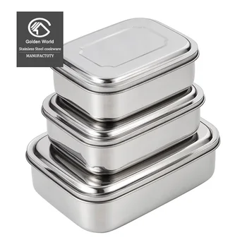 1200ml Square Stainless Steel Food Container With 3 Compartment - Buy ...