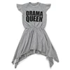 Girl clothing summer drama queen short sleeve irregular dovetail letter printing baby dress