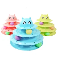 

Wholesale Three Layers Cat Turntable Funny Pet Toys With Balls Cat Toys Turntable Circular 3-Floor Track Amusement Park Toy Ball