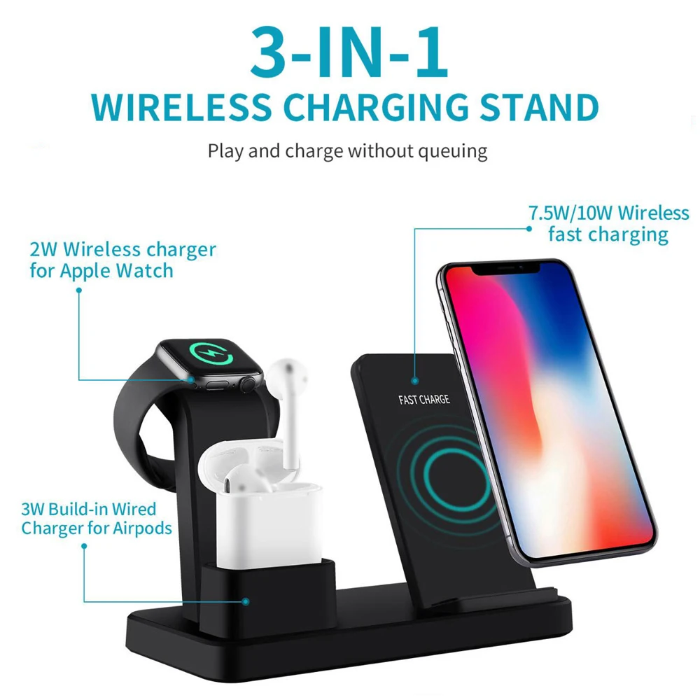 Qi Wireless Charger Pad 3 In 1 Wireless Charger Android 15w Fast