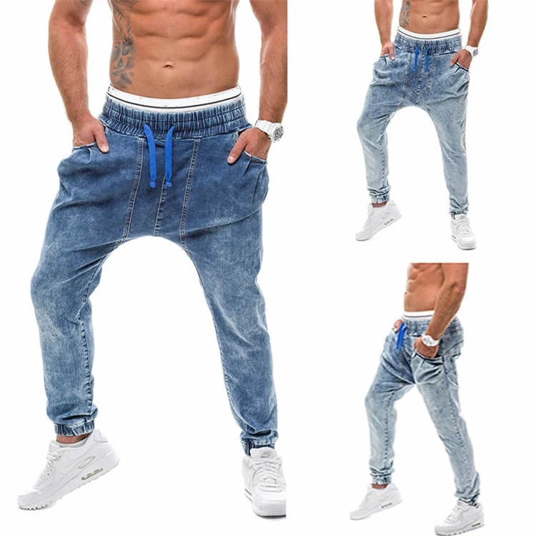 

In stock good quality urban jogger elastic bottom/waist denim jeans for men, Picture