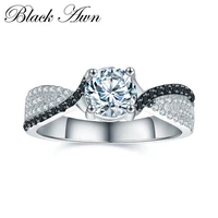 

[Black Awn] 925 Sterling Silver Jewelry Trendy Wedding Rings for Women Engagement Ring Femme Bijoux Bague Rings for Women C013