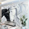 Custom Photo Wallpaper For Walls 3D Art Fashion Murals Black White Double Horses Embossed Non-woven Wallpaper