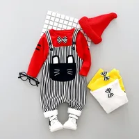 

Korean children's clothing baby strap suit British tide sweater plus velvet padded infants 0-4 years children cotton clothes
