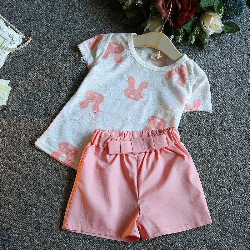 

New Product Nova Kids Clothing Little Girl T-shirts Set Korean Outfit, As picture