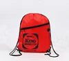 Back to School custom printed sport drawstring bag with front zipper pocket