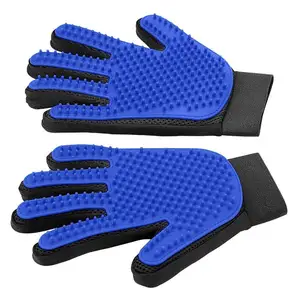 Image of Pet Hair Remover Glove Gentle Pet Grooming Glove Brush Efficient Deshedding Glove Massage Mitt With Enhanced Five Finger Design