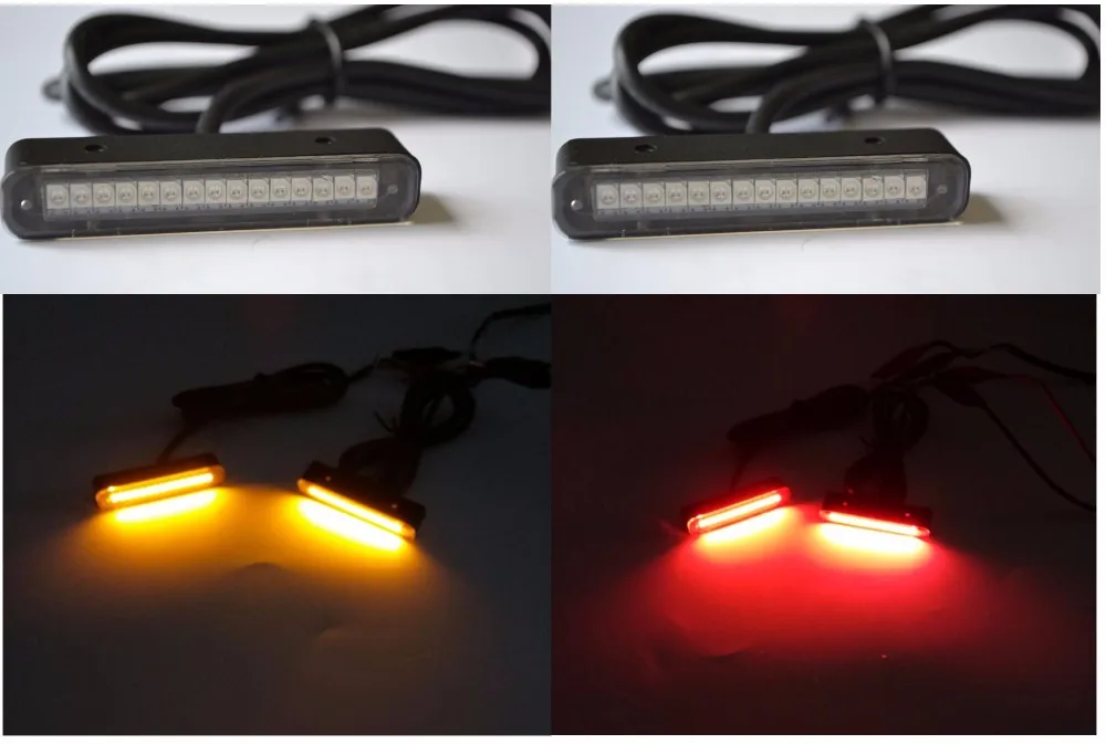 2pc15LED Motorcycle Turn blink Signal Brake License Plate Integrated led Tail Light
