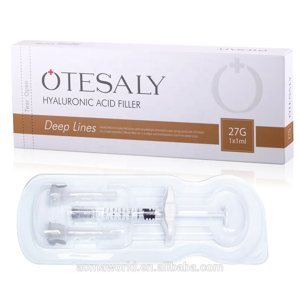 

Otesaly 2 Needles HA Filler Gel Injection Cross Linked 1ML Deep Lines Hyaluronic Acid, Transparent